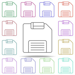 Poster - floppy disc line icon. Elements of computer hardware in multi color style icons. Simple icon for websites, web design, mobile app, info graphics