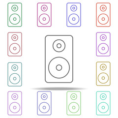 Poster - speakers line icon. Elements of computer hardware in multi color style icons. Simple icon for websites, web design, mobile app, info graphics