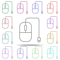 Poster - PC mouse line icon. Elements of computer hardware in multi color style icons. Simple icon for websites, web design, mobile app, info graphics