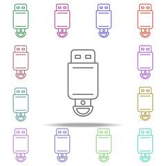Aufkleber - flash card line icon. Elements of computer hardware in multi color style icons. Simple icon for websites, web design, mobile app, info graphics