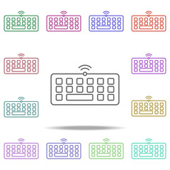 Poster - wireless keyboard line icon. Elements of computer hardware in multi color style icons. Simple icon for websites, web design, mobile app, info graphics