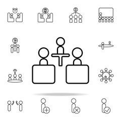 Poster - the meeting icon. conferencing icons universal set for web and mobile