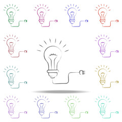 Poster - light bulb and plug icon. Elements of Creative idea in multi color style icons. Simple icon for websites, web design, mobile app, info graphics