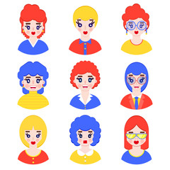 Sticker - Set of girls avatars