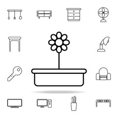 Poster - flower in a pot line icon. home things icons universal set for web and mobile