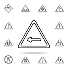 Poster - sign traffic in left icon. road sign icons universal set for web and mobile