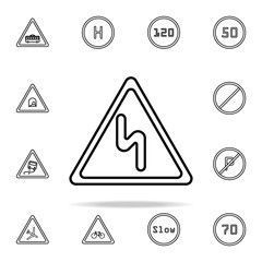 Poster - sign Dangerous turns icon. road sign icons universal set for web and mobile