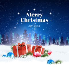 Wall Mural - the concept of a greeting card with a stylish merry christmas and happy new year lettering. winter n