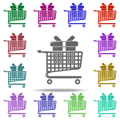 Poster - trolley with gift box icon. Elements of Shop in multi color style icons. Simple icon for websites, web design, mobile app, info graphics