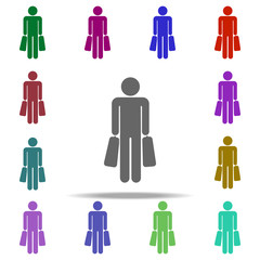 Poster - a man with store packages icon. Elements of Shop in multi color style icons. Simple icon for websites, web design, mobile app, info graphics