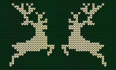 Wall Mural - Two knitted deers. Vector illustration