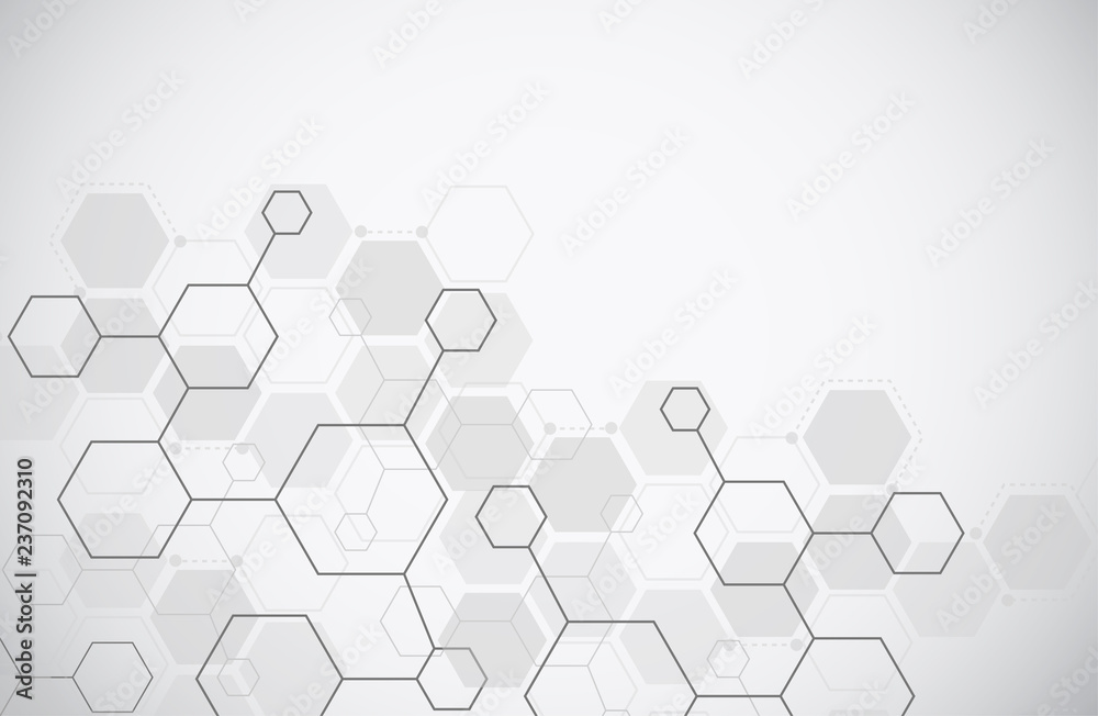 Molecule structure abstract tech background. Medical design. Science template, wallpaper or banner. Vector illustration - obrazy, fototapety, plakaty 