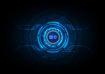 Abstract Futuristic Technology Background with Digital number timer concept and countdown, vector transparent