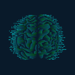 binary brain with sci-fi theme, concept of technology advancement