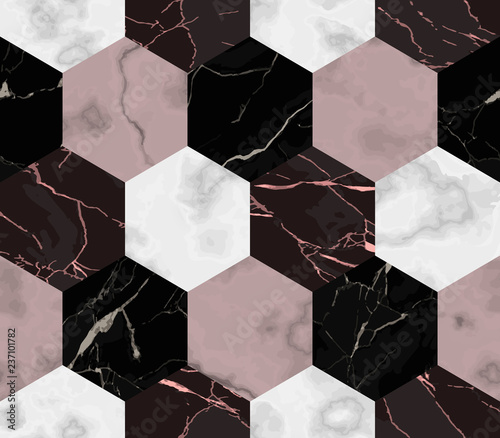 Fototapeta dla dzieci Marble Luxury from Hexagon Shapes Seamless Pattern