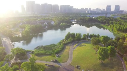 Poster - A bird's eye view of the lake in the park, Wuxi, China