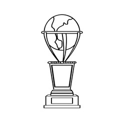 earth globe shape golden trophy icon. vector illustration design