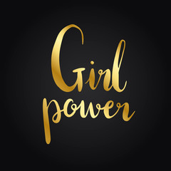 Sticker - Girl power typography style vector