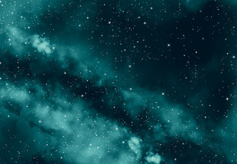 Wall Mural - Star field in galaxy space with nebula, abstract watercolor digital art painting for texture background