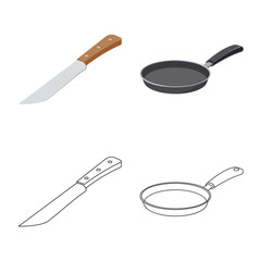  Vector design of kitchen and cook symbol. Set of kitchen and appliance stock symbol for web.