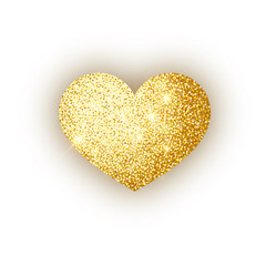 Wall Mural - heart golden glitter isoleted on white background. . gold sparkles heart. valentine day symbol. love