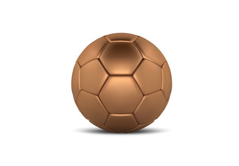 Wall Mural - Gold soccer ball on white background. Golden football ball. Bronze 3d ball