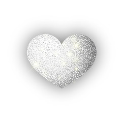 Wall Mural - heart silver glitter isoleted on white background. silver sparkles heart. valentine day symbol. love