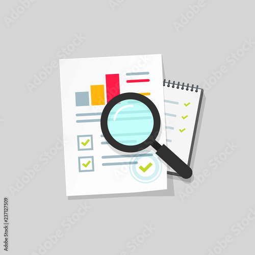 Download Audit research vector icon, flat cartoon paper financial ...