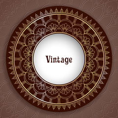 Wall Mural - Vintage ornamental round frame for greeting card, invitation or packaging design