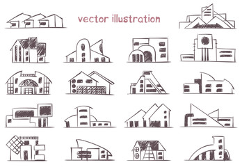 vector sketch of modern house