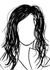 girl with magnificent hair without a face, facial contour, fashi