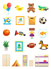 Poster - Children Room Interior Objects Set