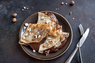 Canvas Print - Crepes with chocolate and nuts