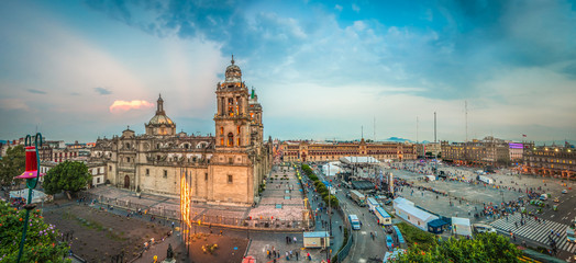 Zocalo square and Metropolitan cathedral of Mexico city