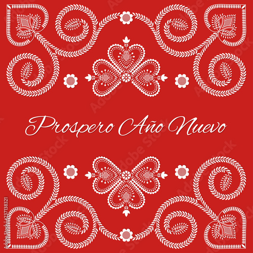 Fotografija Folk art Christmas card vector template