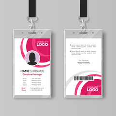 Stylish ID card template with pink details