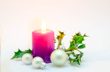 Christmas candle and flowers