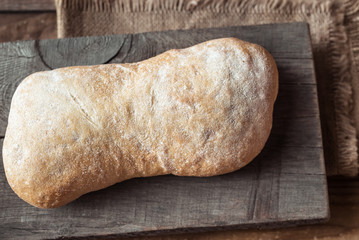 Poster - Ciabatta on the wooden board