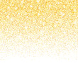 Vector gold glitter confetti dots rain. Golden sparkling glittering border isolated on white background. Party tinsels shimmer, holiday background design, festive frame