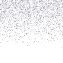 Wall Mural - Vector falling silver glitter confetti dots rain. Sparkling glittering border isolated on white background. Party tinsels shimmer, holiday background design, festive frame