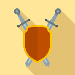 Poster - shield and sword icon. flat illustration of shield and sword vector icon for web design