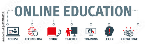 Fotografía online learning vector illustration concept banner