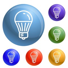 Poster - Save energy bulb icons set vector 6 color isolated on white background