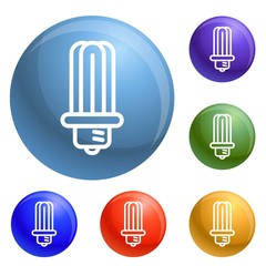 Poster - Ecology bulb icons set vector 6 color isolated on white background