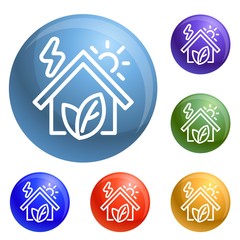 Poster - Eco house icons set vector 6 color isolated on white background