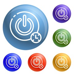 Poster - Turn off timer button icons set vector 6 color isolated on white background