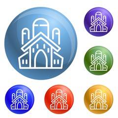 Poster - Jewish church icons set vector 6 color isolated on white background
