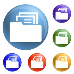 Poster - File folder icons set vector 6 color isolated on white background