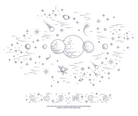 fantastic undiscovered galaxy with unknown planets, science fiction, with stars and other elements. 