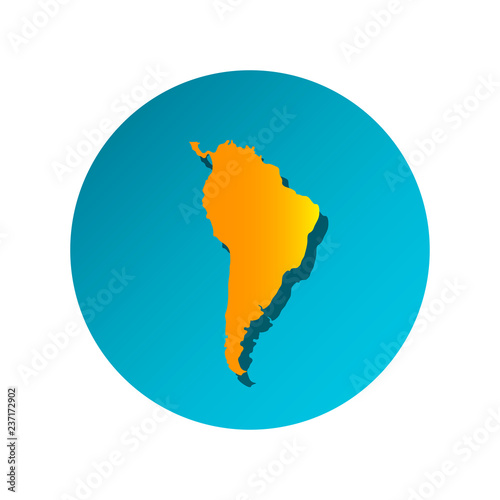 Fotografía Vector illustration card with orange silhouette of South America